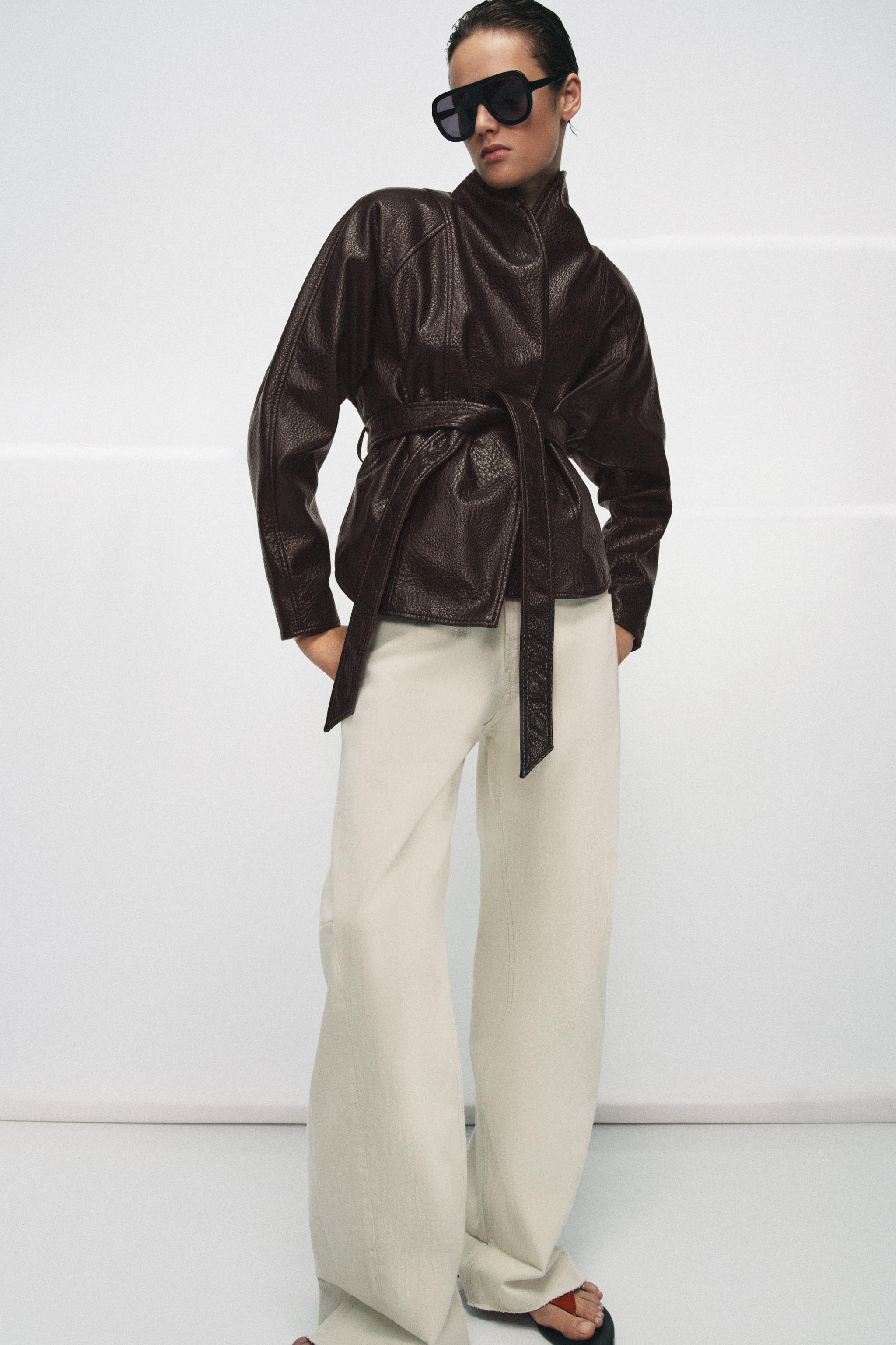 BLOUSON MATIÈRE SYNTHÉTIQUE AVEC CEINTURE ZW COLLECTION